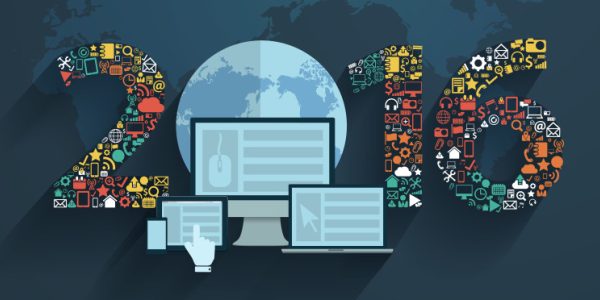 Flat design concepts set application icons with new year 2016 si